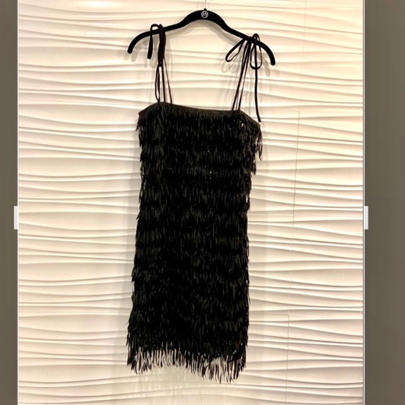 NWT Zara black sequined fringe party cocktail dress size M - Picture 6 of 8